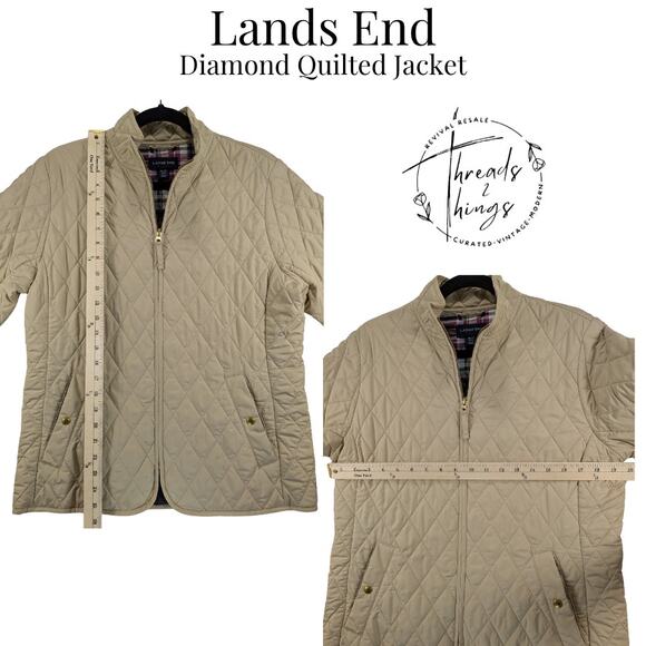 Lands End Jacket Women M/P Outerwear Diamond Quilted Riding Chore Classic Preppy - Picture 8 of 12